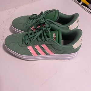 Adidas Green and Pink Platform Sneaker
